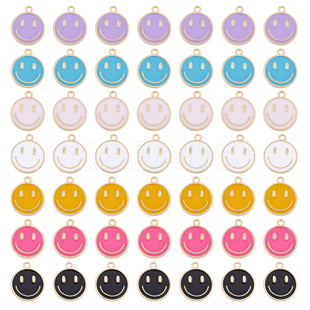 70Pcs 7 Colors Alloy Enamel Pendants ENAM-FH0001-73-1