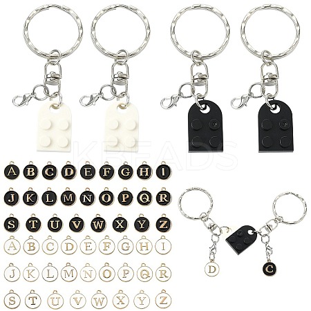 DIY Alphabet Alloy Enamel  & Building Blocks Resin Pendant Keychain Making Kits DIY-CJ0002-80-1