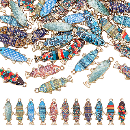 44Pcs 11 Styles Alloy Enamel Pendants FIND-DR0002-23-1