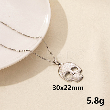 Minimalist Stainless Steel Skull Pendant Necklace for Women RX9725-1-1