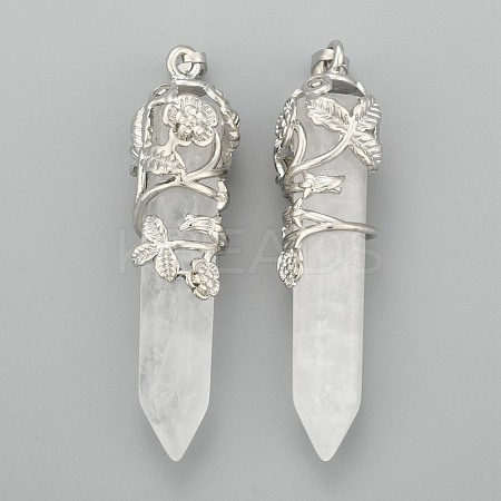 Natural Quartz Crystal Pointed Pendants G-O164-02-P05-1