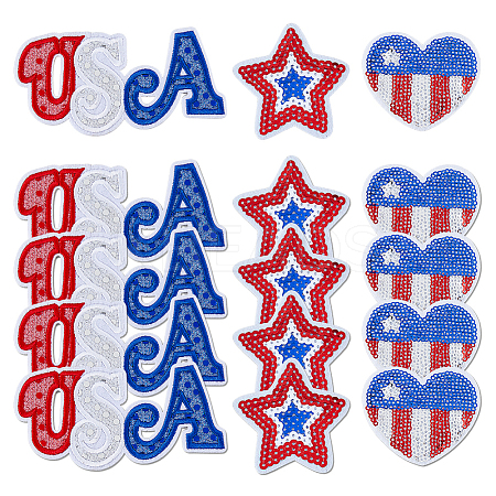 15Pcs 3 Styles Handicraft Beading Felt Appliques PATC-FH0001-24-1