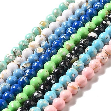 Synthetic Turquoise and Sea Shell Assembled Beads Strands G-D482-01C-1
