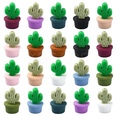 21Pcs 21 Colors Silicone Focal Beads SIL-CJ0002-03-1
