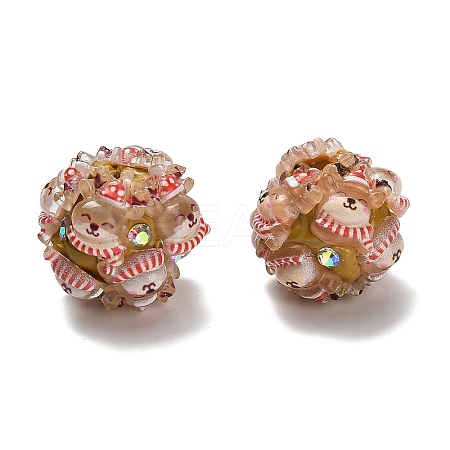 Christmas Theme Polymer Clay Rhinestone Beads with Resin X-RESI-Z045-01E-1