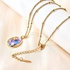 Summer Beach 304 Stainless Steel Lilac Enamel Pendant Necklaces for Women NJEW-U043-01C-G-3
