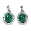 Natural Green Onyx Agate(Dyed & Heated) Oval Pendants KK-U043-34P-01-1