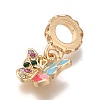 Rack Plating Alloy Rhinestone European Dangle Charms PALLOY-P307-09G-2