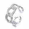 Non-Tarnish 304 Stainless Steel Curb Chain Open Cuff Ring RJEW-T023-21P-3