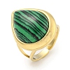 Ion Plating(IP) 304 Stainless Steel Synthetic Malachite Cuff Rings G-Z056-09G-03-1