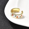Brass Enamel Cuff Rings RJEW-P166-05G-01-3
