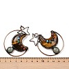 Natural Green Aventurine & Tiger Eye Brass Star Moon Big Pendants G-H316-01R-01-3