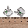 Brass & Shell & Clear Cubic Zirconia Charms KK-G497-18P-3