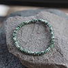 Natural Green Spot Jasper Rondelle Beaded Stretch Bracelets UT5328-15-1