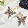 2Pcs Colorful Rhinestones Hollow Butterfly Alloy Pendant Keychain KEYC-HY0001-14-5