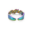 Rainbow Color 304 Stainless Steel Empaistic Open Cuff Rings RJEW-N038-044M-2