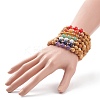 7Pcs 7 Style Natural Wood & Mixed Gemstone Round Beaded Stretch Bracelets Set BJEW-JB08813-3