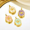 Brass Micro Pave Clear Cubic Zirconia Locket Pendants KK-P335-07G-1