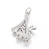 Brass Micro Pave Cubic Zirconia Pendants ZIRC-L085-15P-2