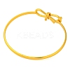 Bowknot Brass Plain Bangles for Women BJEW-F477-06G-3