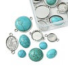 DIY Synthetic Turquoise Oval/Half Round Tibetan Style Alloy Connector Charms Making Kit DIY-FS0006-14-3