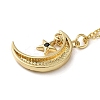 Golden Brass Crescent Moon Pendant Necklace with Rhinestone LS-NJEW-Z015-01A-G-4