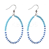 Colorful Glass Seed Beads Big Ring Dangle Earrings for Girl Women EJEW-JE04653-5