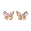 Rack Plating Brass with Cubic Zirconia Stud Earrings for Women EJEW-G394-06G-3