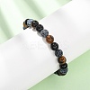 Natural Tiger Eye & Weathered Agate & Glass Beads Stretch Bracelets for Women Men BJEW-P398-01B-1