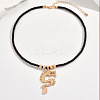 Alloy Dragon Pendant Twisted Round Black Waxed Cord Necklaces for Women Men WG93199-01-3