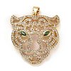 Brass Micro Pave Clear & Green Cubic Zirconia Pendants ZIRC-E165-12G-1