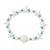 Starfish & Turtle Synthetic Turquoise Beads Stretch Bracelets for Women BJEW-JB12129-03-2