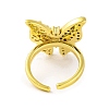 Butterfly Brass Micro Pave Cubic Zirconia Open Cuff Rings for Women RJEW-U003-26A-G-3