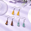 3 Pairs 3 Styles Natural Malaysia Jade & Green Aventurine & Tiger Eye Dangle Earrings EJEW-JE06131-2