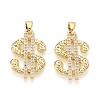 Brass Micro Pave Clear Cubic Zirconia Pendants KK-T075-83G-1