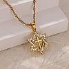 304 Stainless Steel Micro Pave Clear Cubic Zirconia Pendant Necklaces for Women NJEW-U047-01B-G-1