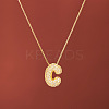 Brass Micro Pave Clear Cubic Zirconia Initial Pendant Necklaces for Women FS-WGDC51D-03-1