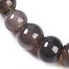 Natural Grey Agate Rondelle Graduated Beaded Necklaces for Women Men NJEW-K388-02C-2