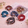 5Pcs 5 Style Wood & Glass Seed & Acrylic Beaded Stretch Bracelets Set with Baseball JB709B-3