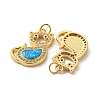 Brass Micro Pave Cubic Zirconia with Synthetic Opal Pendants KK-D096-04A-G-2