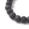 Natural Shungite & Cultured Freshwater Pearl Round Beaded Stretch Bracelets for Women BJEW-JB13321-02-4