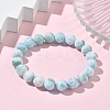 Round Natural Hemimorphite Beaded Stretch Bracelets for Men Women BJEW-B136-01C-2