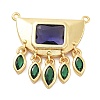 Rack Plating Brass Micro Pave Cubic Zirconia & Glass Pendants  KK-Z071-66G-01-1