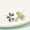 Flower Brass Cubic Zirconia Stud Earrings EJEW-P336-06G-07-3