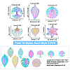 32Pcs 16 Style Ion Plating(IP) 201 Stainless Steel Filigree Pendants STAS-DC0006-64-4