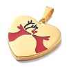 Christmas Ion Plating(IP) 304 Stainless Steel Enamel Pendants STAS-Z098-36G-2