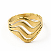 Ion Plating(IP) 304 Stainless Steel Wave Adjustable Ring for Women RJEW-B027-05G-2