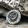 Flat Round with Engraved Twelve Constellation Alloy Pendant Necklace for Women Men WG25F4B-08-1