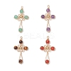 4Pcs 4 Styles Natural Amethyst & Carnelian(Dyed & Heated) & Green Aventurine & Tiger Eye Pendants PALLOY-TA00326-1