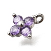 Brass Micro Pave Cubic Zirconia Pendants KK-D356-07G-P-2